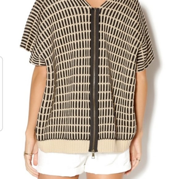 FREE PEOPLE Cotton V-Neck Poncho-Like Exposed Back Zipper Sweater - Picture 10 of 12